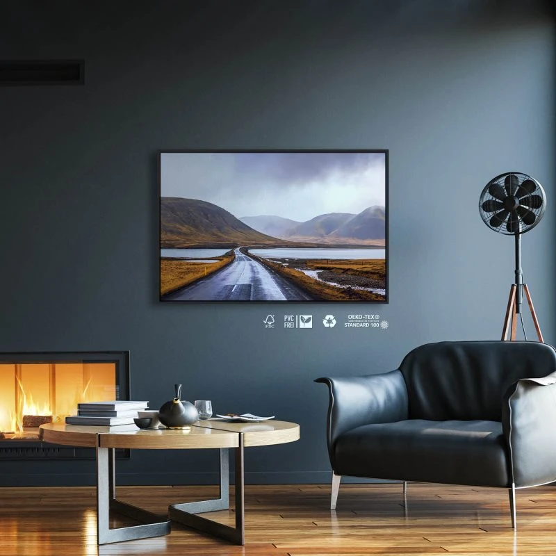 Berge & Gebirge Halbinsel Snæfellsnes Island im schwarzen Bilderrahmen, 160x120cm