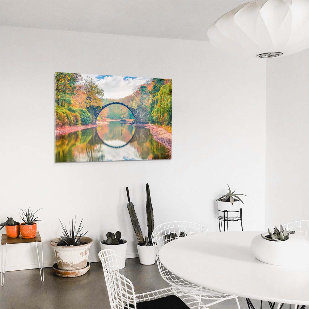 Panorama Acrylglasbild 180x90cm Wald & Bäume Herbst Rakotzbrücke, Kromlau