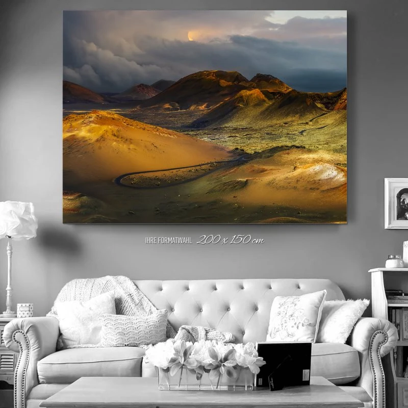 200x150cm großes Alu-Dibond Bild, Berge & Gebirge Lanzarote Spanien