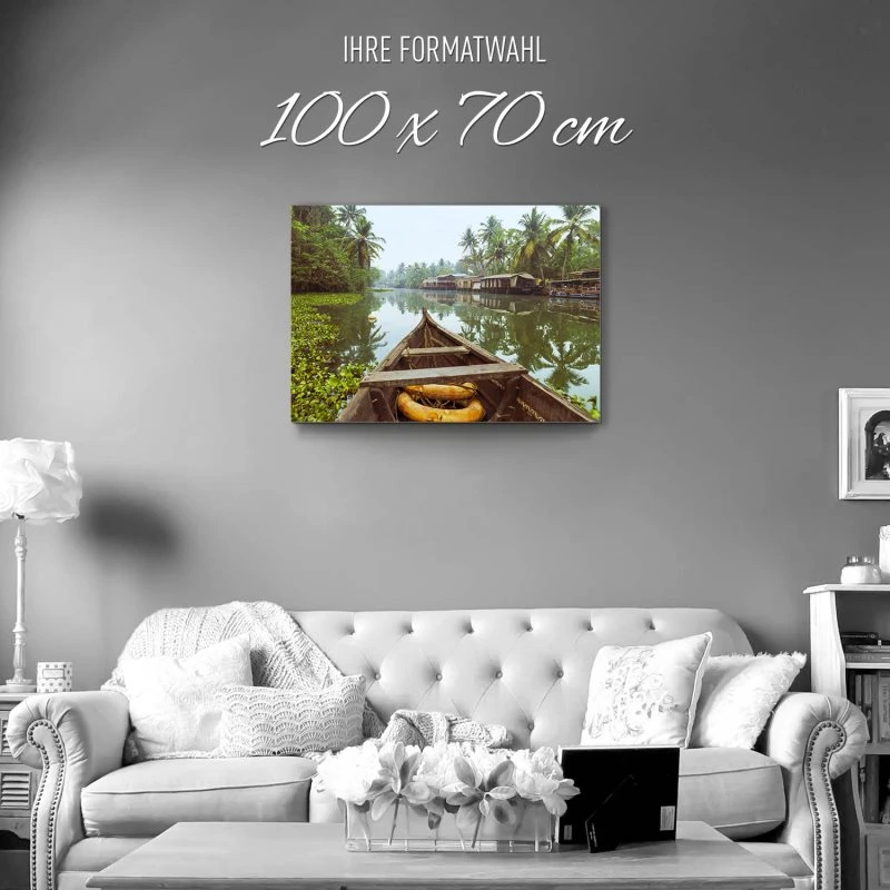 Alu-Dibond Bild Kumarakom Indien, Flüsse & Seen, 100x70cm groß