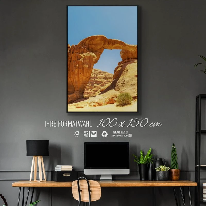 Berge & Gebirge Wadi Rum Wüste im Hochformat 100x150cm mit schwarzen Bilderrahmen