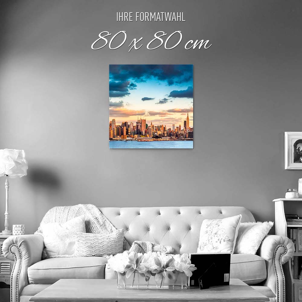 Skyline Panorama von New York als Alu-Dibond Bild 80x80cm
