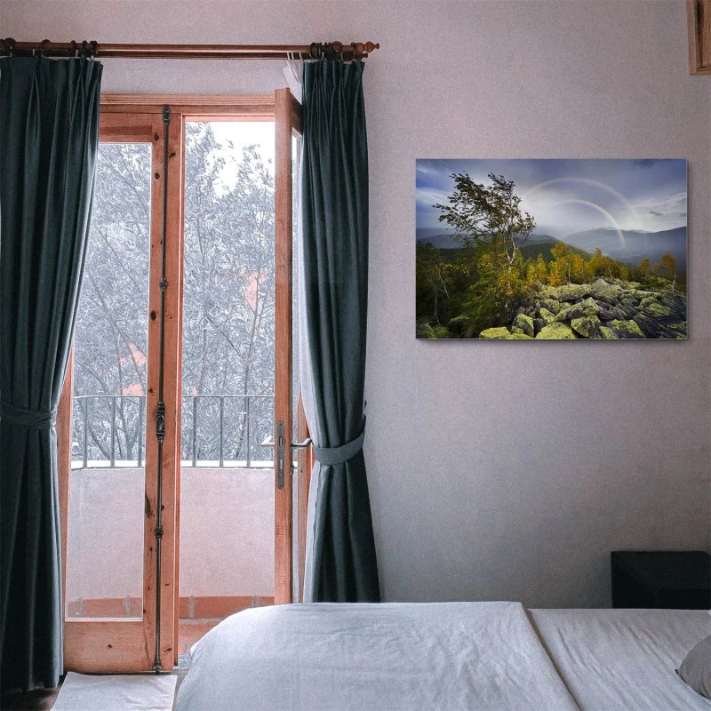 Alu-Dibond Bild Regenbogen, Berge & Gebirge, 100x70cm groß
