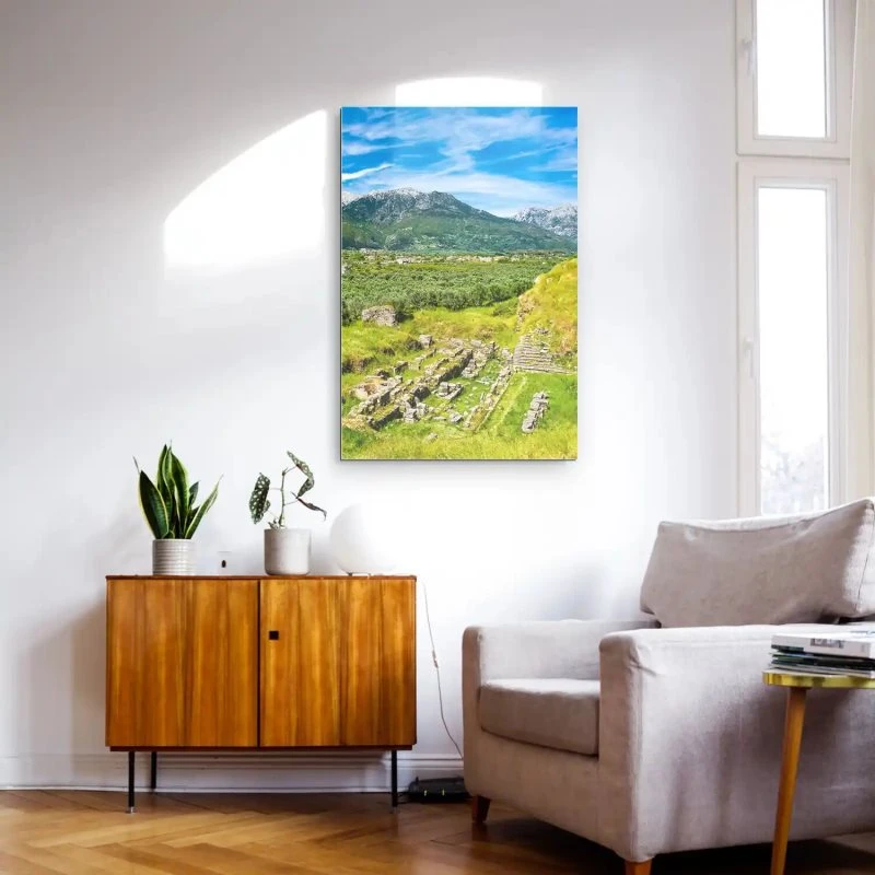 XXL Berge & Gebirge Alu-Dibond Bild im Hochformat 100x150cm, Motiv Griechenland Sparta