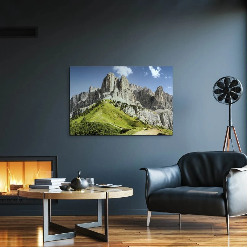 200x150cm großes Alu-Dibond Bild, Berge & Gebirge Dolomiten Panorama