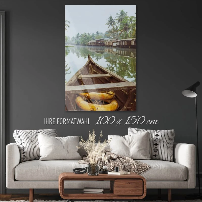 Flüsse & Seen im XXL Hochformat, Kumarakom Indien als Acrylglasbild 100x150cm