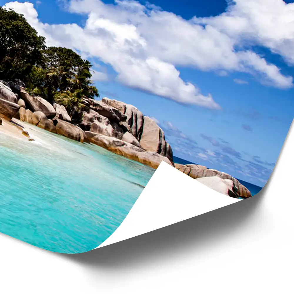 Poster 40x60cm im Hochformat, Seychellen Insel Strand & Meer