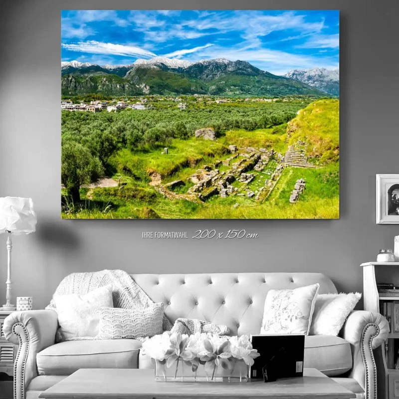 200x150cm großes Alu-Dibond Bild, Berge & Gebirge Griechenland Sparta