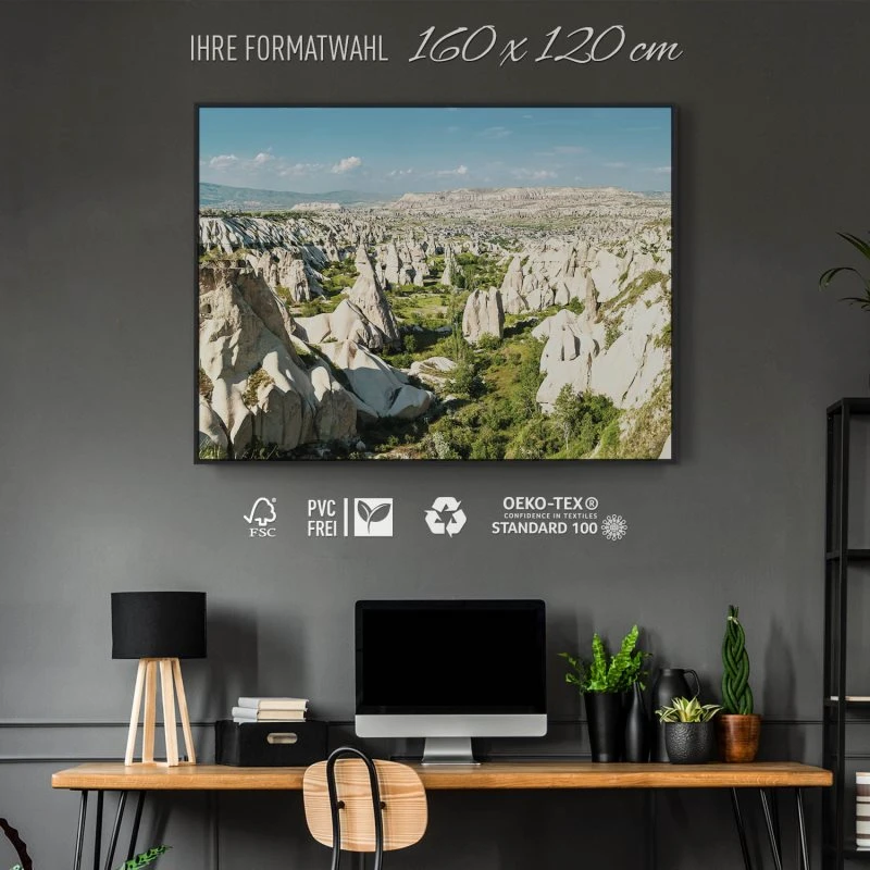 Berge & Gebirge Kappadokien Türkei im schwarzen Bilderrahmen, 160x120cm
