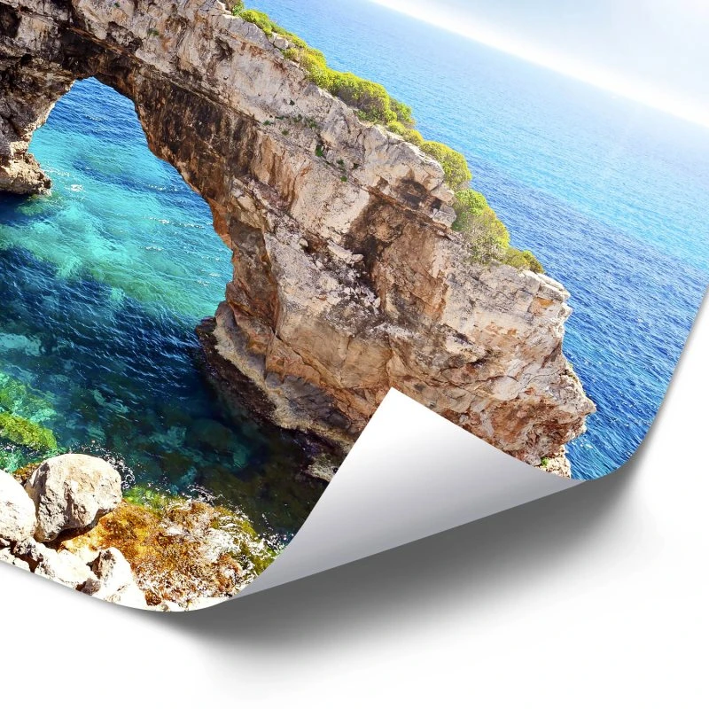 Poster 40x60cm im Hochformat, Bogen Es Pontas, Mallorca Strand & Meer