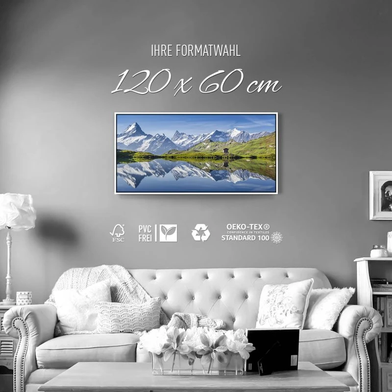 Berge & Gebirge Bachalpsee Schweiz im weißen Bilderrahmen, 120x60cm