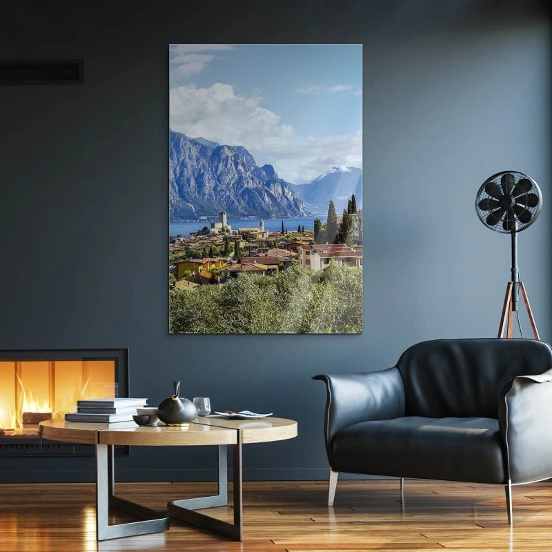 Strand & Meer Malcesine, Gardasee im Hochformat als Acrylglasverbund Bild 60x90cm
