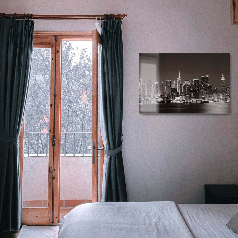 Skyline New York nachts als Acrylglasverbund Bild 180x90cm