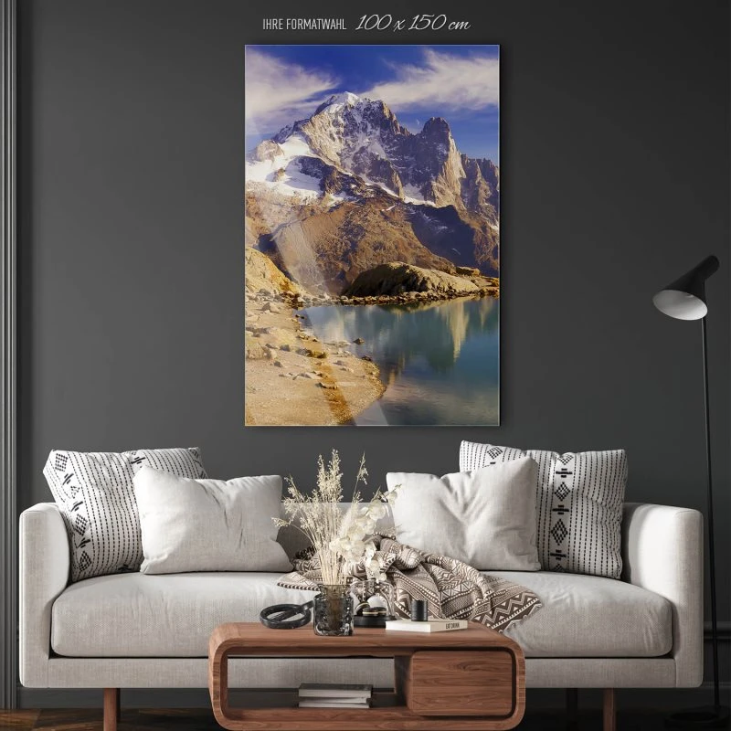 Berge & Gebirge im XXL Hochformat, Crystal Lakes Franz. Alpen als Acrylglasbild 100x150cm