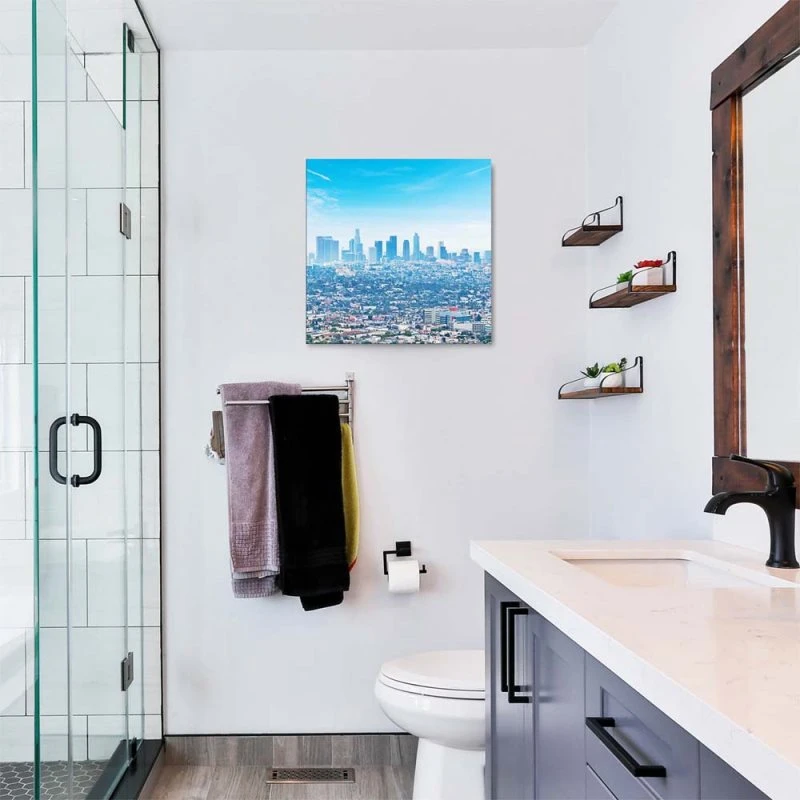 Skyline Los Angeles Panorama als Alu-Dibond Bild 80x80cm