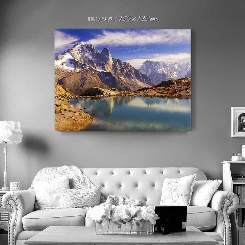 Alu-Dibond Bild XXL, Berge & Gebirge Crystal Lakes Franz. Alpen 160x120cm groß