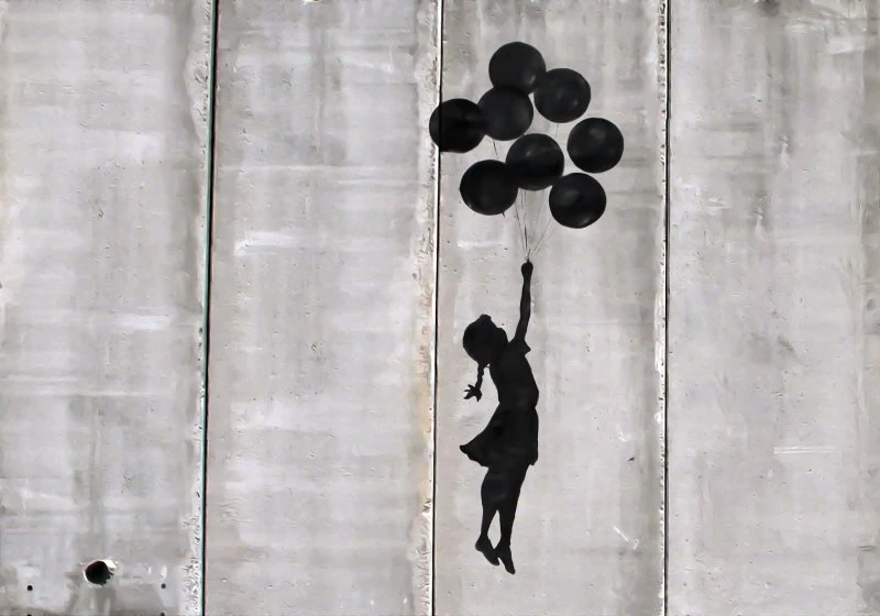 Alu-Dibond Bild Girl with ballons, Banksy, 100x70cm groß