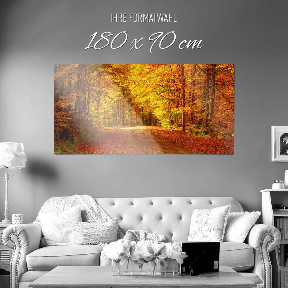 Großformat WandPoster Wald & Bäume Goldener Waldweg, 180x90cm