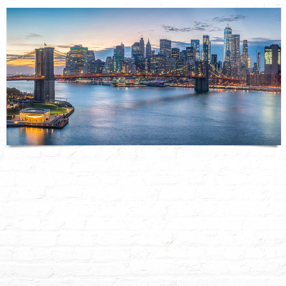 Großformat WandPoster Skyline Brooklyn Brigde Night, 180x90cm