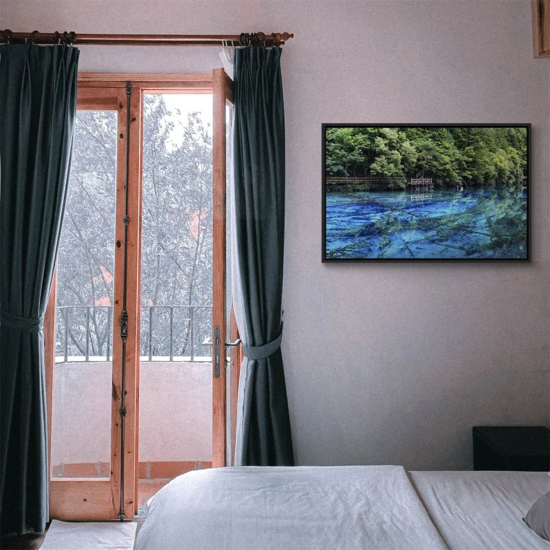 Flüsse & Seen China Jiuzhaigou  im schwarzen Bilderrahmen, 120x60cm
