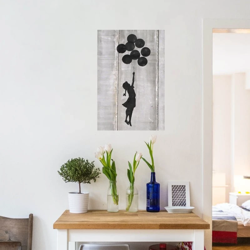 Poster 80x120cm Hochformat, Banksy Girl with ballons