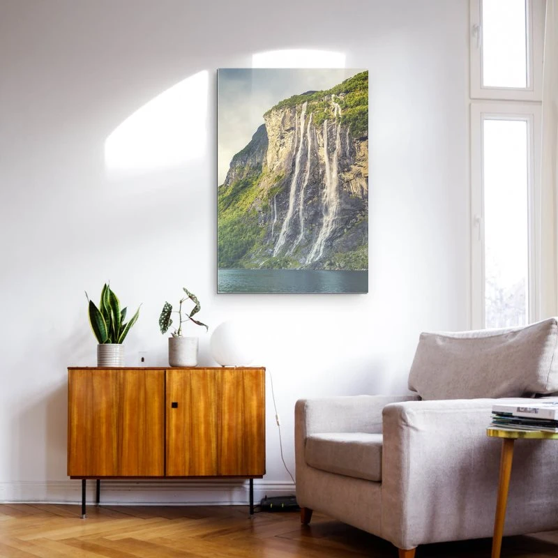 Alu-Dibond Bild im Hochformat, Wasserfall Seven Sisters 60x90cm