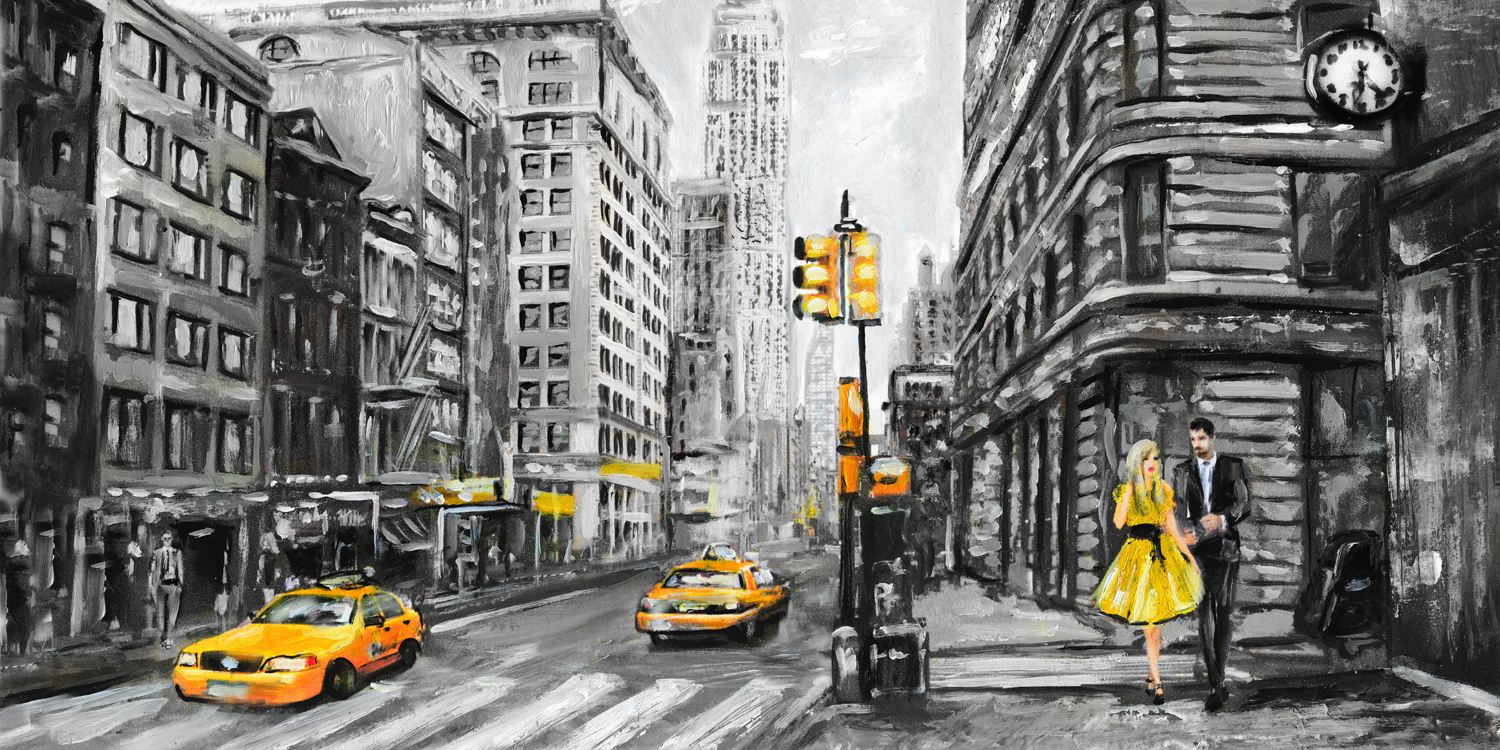 WandPoster 120x60cm New York wie gemalt, Skyline