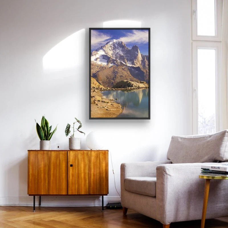 Berge & Gebirge Crystal Lakes Franz. Alpen im Hochformat 40x60cm mit schwarzen Bilderrahmen