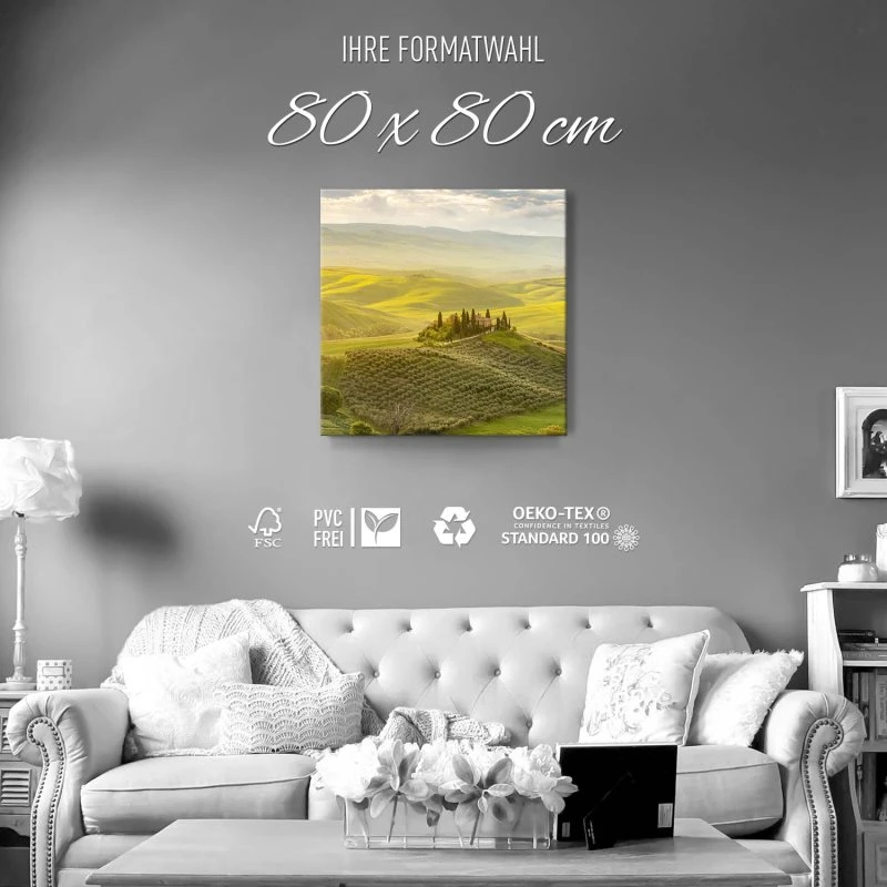 Landschaft Toskana, Italien als Leinwand Bild 80x80cm