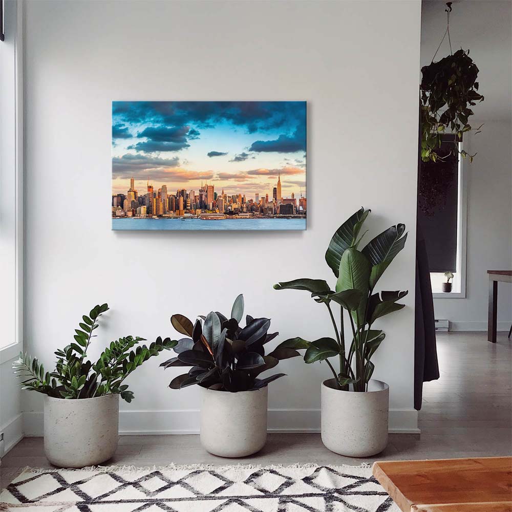 Keilrahmenbild Skyline, Panorama von New York 90x60cm groß