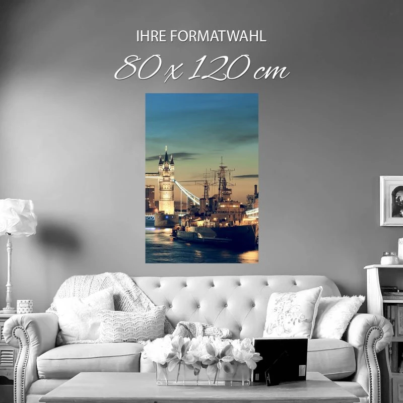 Poster 80x120cm Hochformat, Flüsse & Seen London Themse Tower Bridge