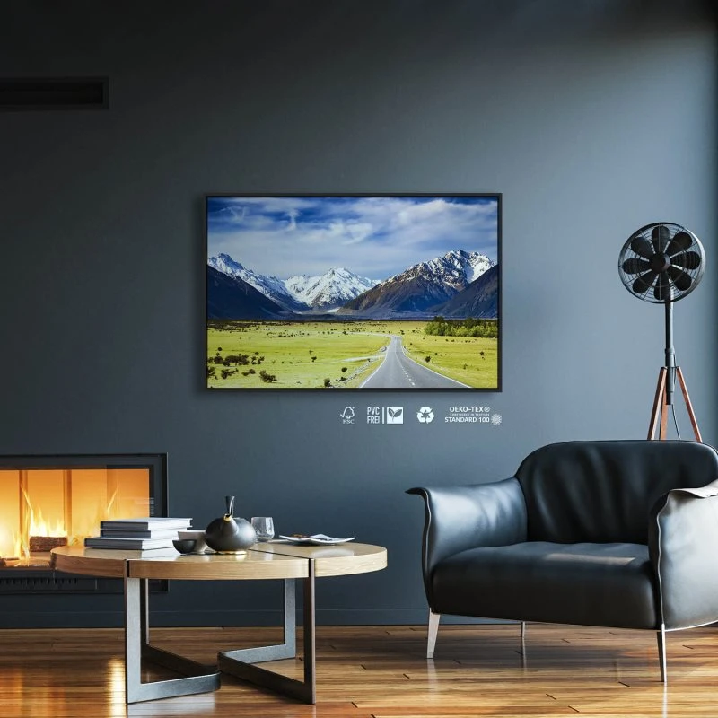 Berge & Gebirge Neuseeland südliche Alpen im schwarzen Bilderrahmen, 120x60cm