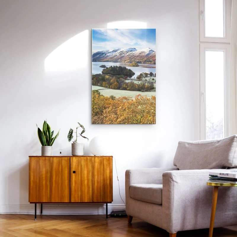 Hochformat Acrylglasverbund Bild, Berge & Gebirge Derwent Water England in 80x120cm größe