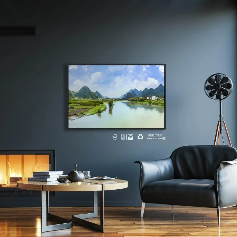 Flüsse & Seen China Li-Fluss im schwarzen Bilderrahmen, 60x40cm