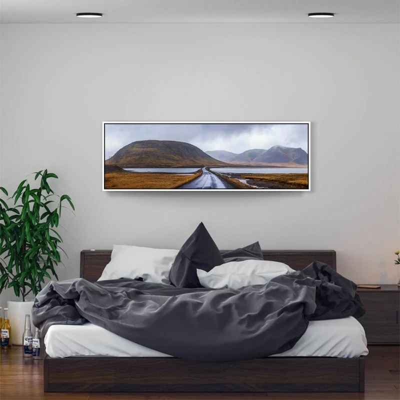 Berge & Gebirge Halbinsel Snæfellsnes Island im weißen Bilderrahmen, 150x50cm