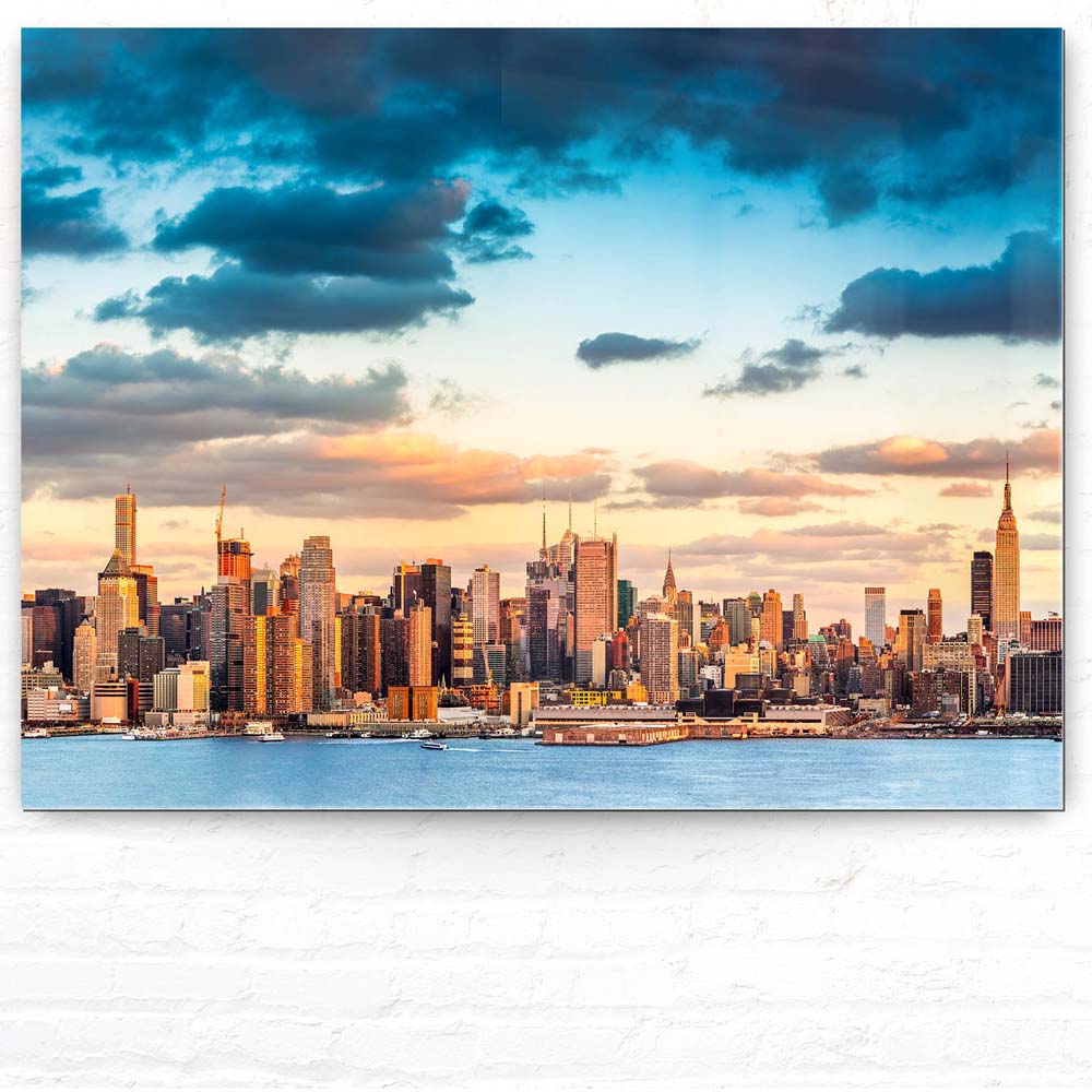 Skyline Panorama von New York als Acrylglasverbund Bild 200x150cm