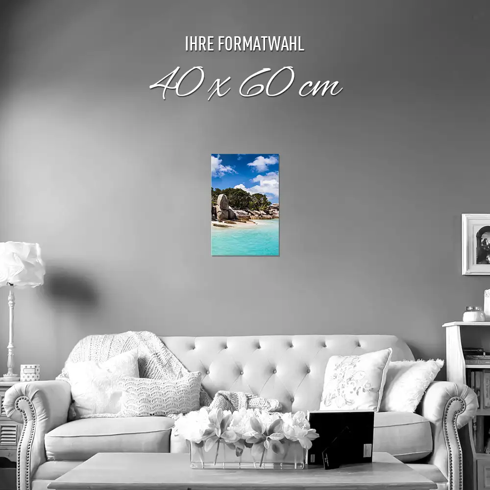 Poster 40x60cm im Hochformat, Seychellen Insel Strand & Meer
