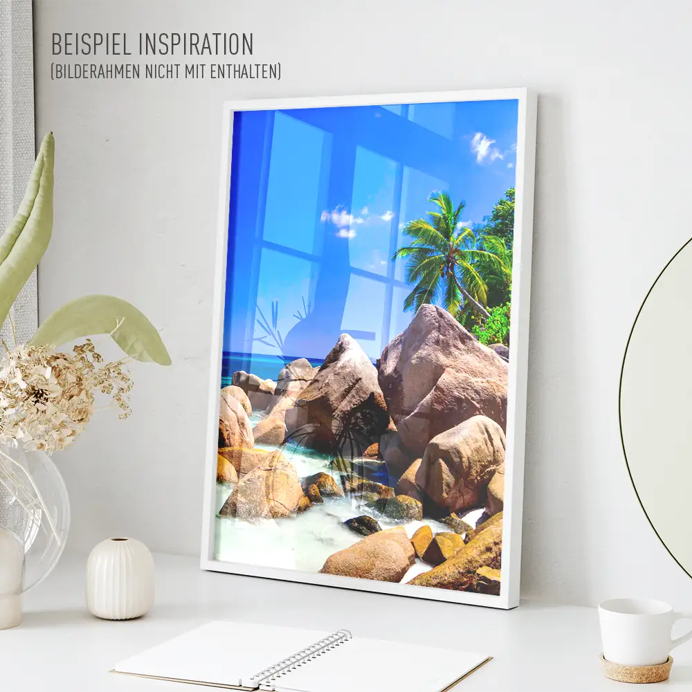 Poster 40x60cm im Hochformat, Insel Praslin Seychellen Strand & Meer
