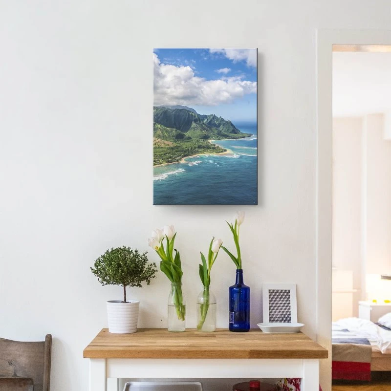 Leinwandbild Hochformat XXL 100x150cm, Berge & Gebirge Hawaii Klippen Insel Kauai