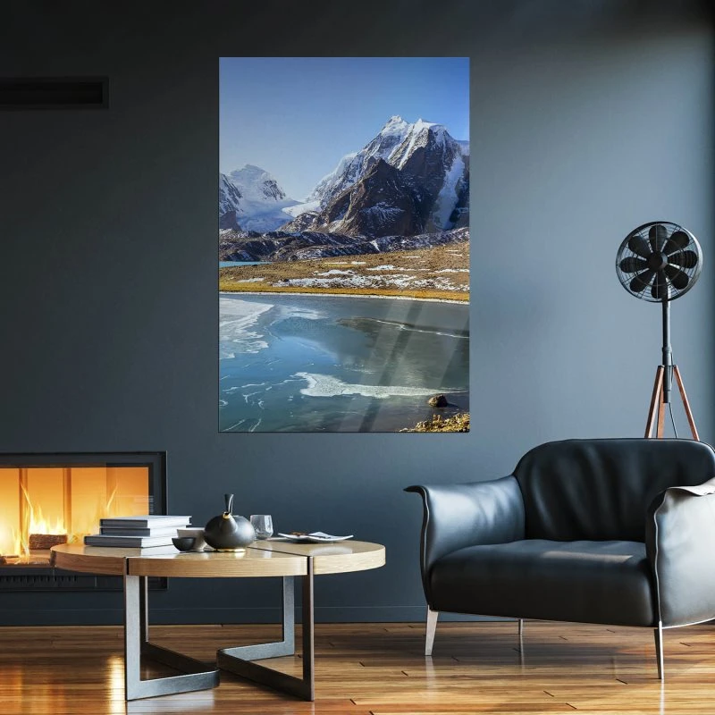 Poster 40x60cm im Hochformat, Himalaya Gurudongmar See Berge & Gebirge