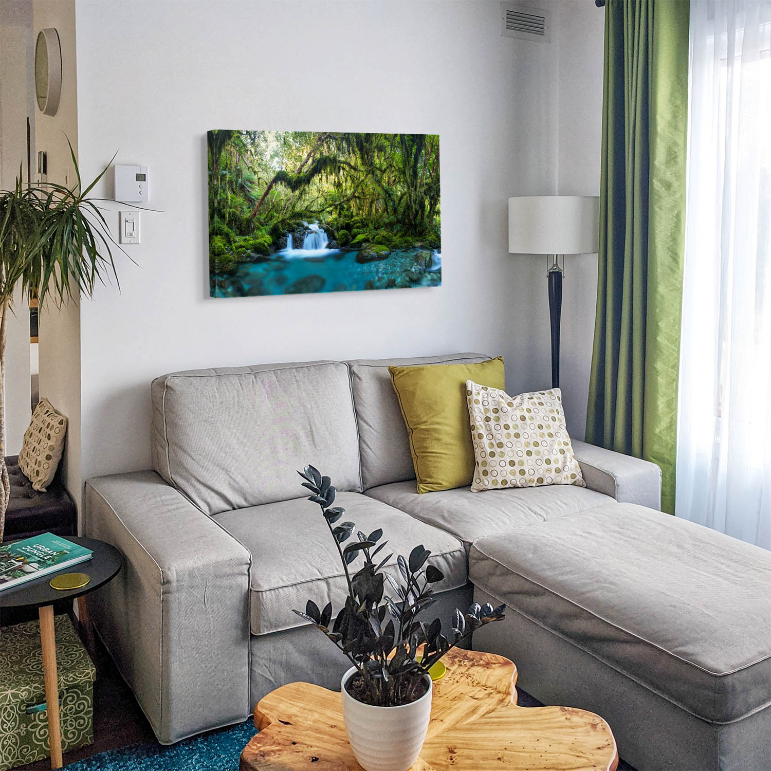 Keilrahmenbild 150x50cm, Dschungel idylischer Bachlauf