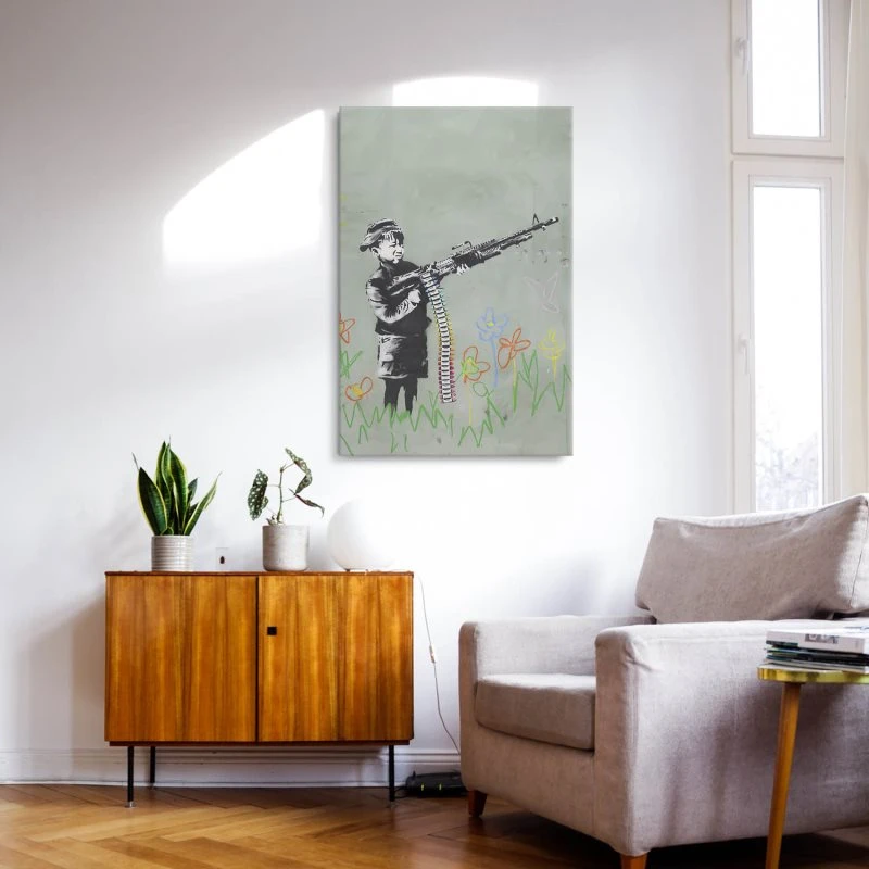 Leinwandbild 60x90cm Hochformat, Banksy Art Child Soldier