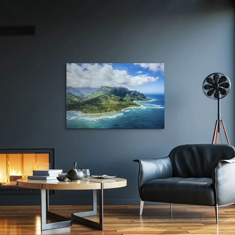Berge & Gebirge Hawaii Klippen Insel Kauai als XXL Alu-Dibond Bild 150x100cm