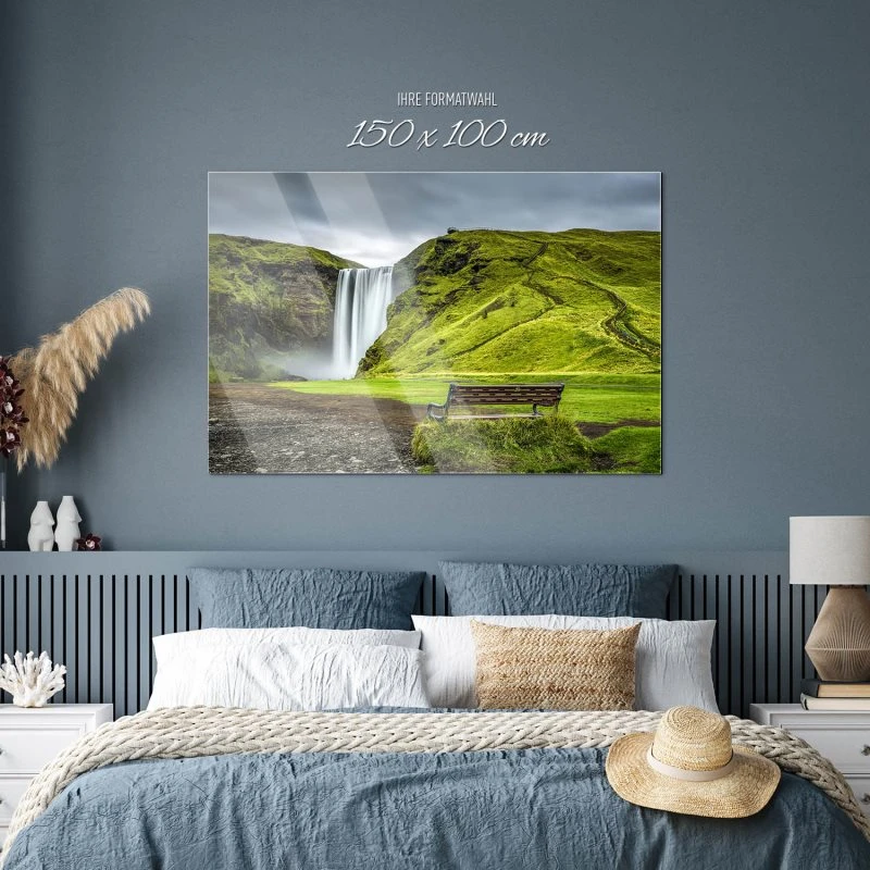 Berge & Gebirge Skogafoss Wasserfall Island als Acrylglasverbund Bild 150x100cm