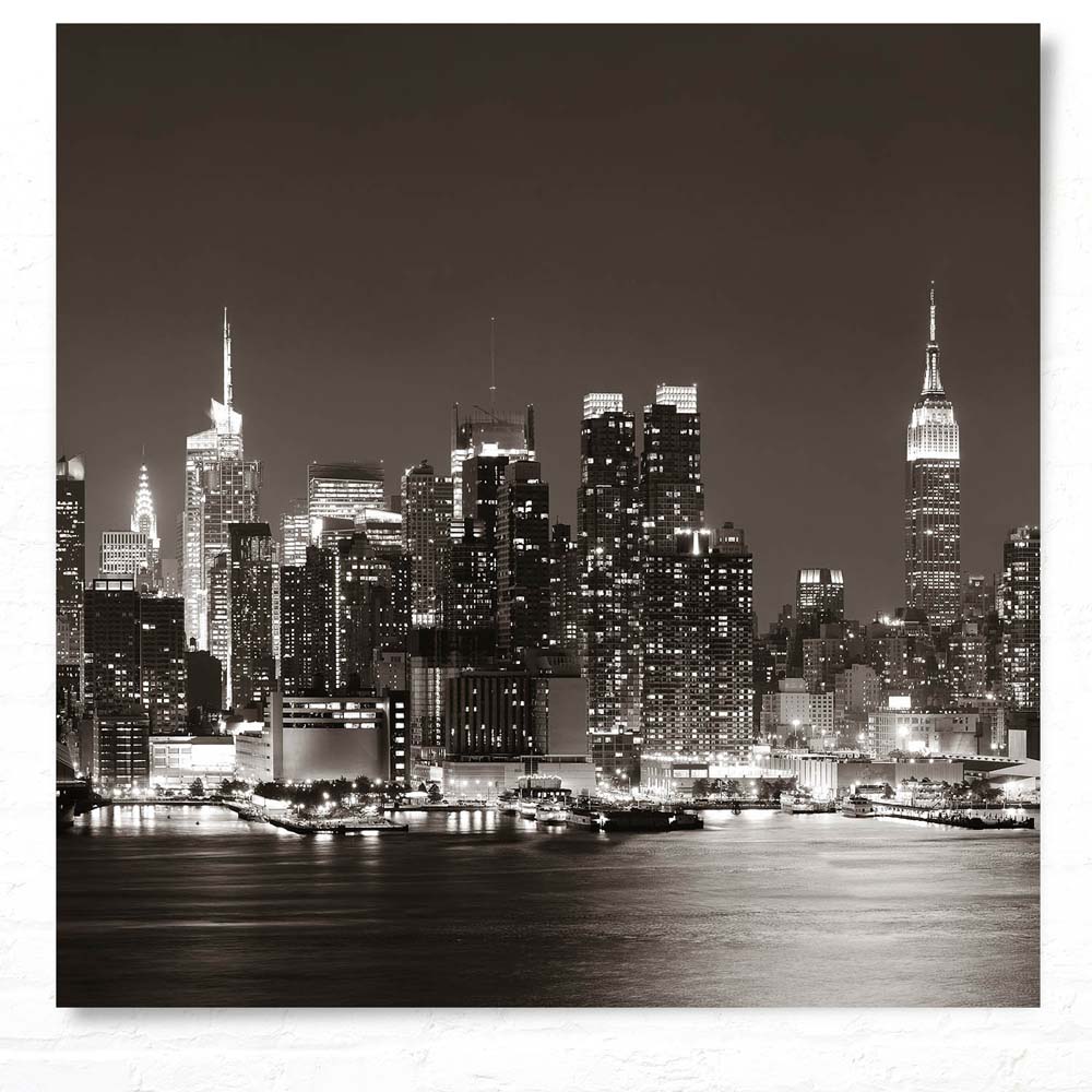 Poster 50x50cm New York nachts Skyline