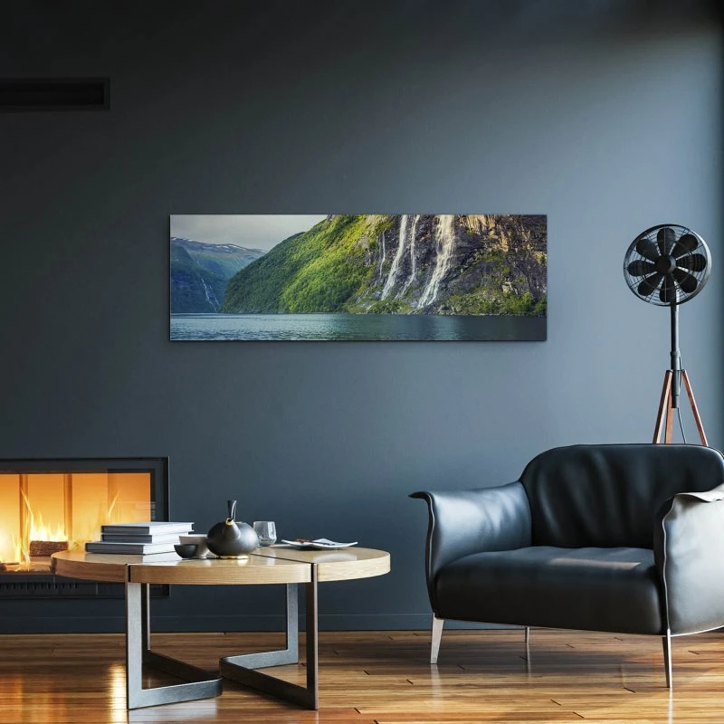 Alu-Dibond Bild 150x50cm groß Wasserfall Seven Sisters