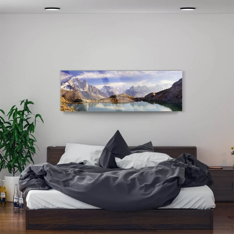 Berge & Gebirge Crystal Lakes Franz. Alpen als Acrylglasverbund Bild 150x50cm