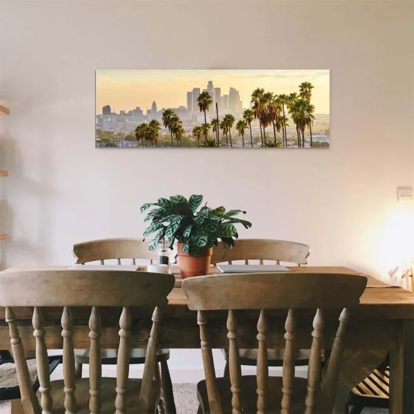 Skyline Los Angeles Palmen als Alu-Dibond Bild 50x50cm