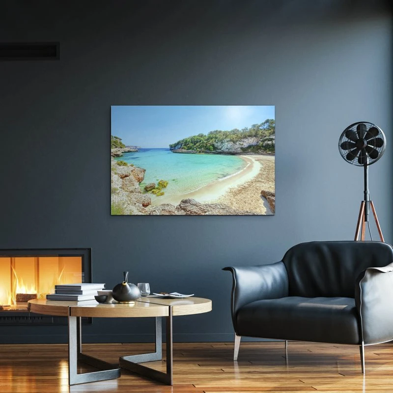 Strand & Meer Cala Llombards, Insel Mallorca als Alu-Dibond Bild 120x60cm