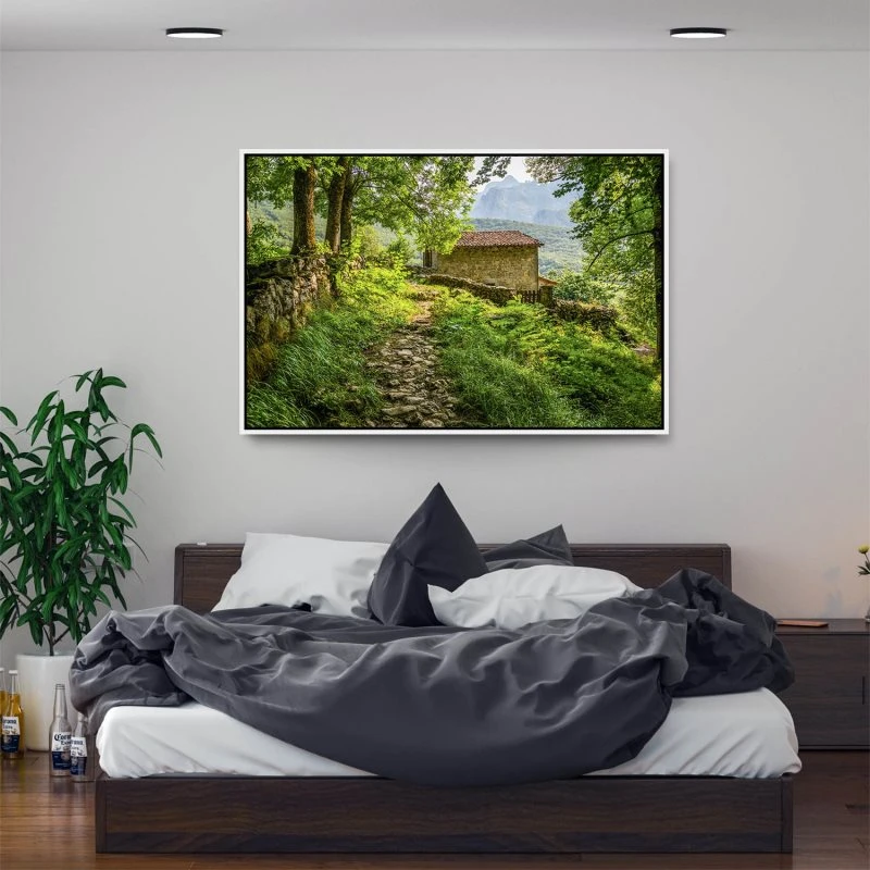 Berge & Gebirge Berghütte, Picu Urriellu, Spanien im weißen Bilderrahmen, 200x150cm